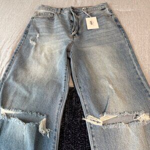 Cello Jeans Womens 11 / 31 Super High Rise Dad Jeans Distressed Button Fly
